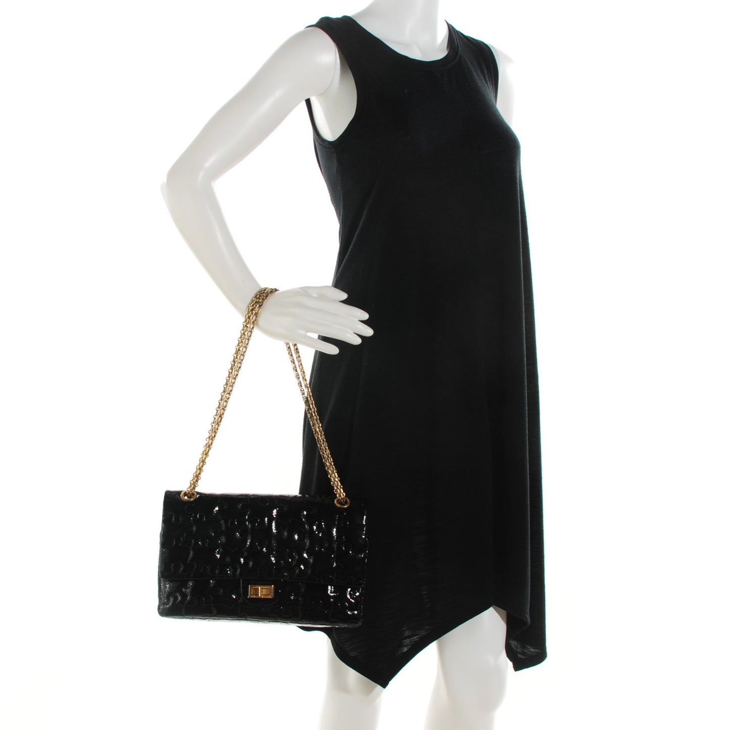 Crackled Patent Calfskin Puzzle 2.55 Reissue 226 Flap Black