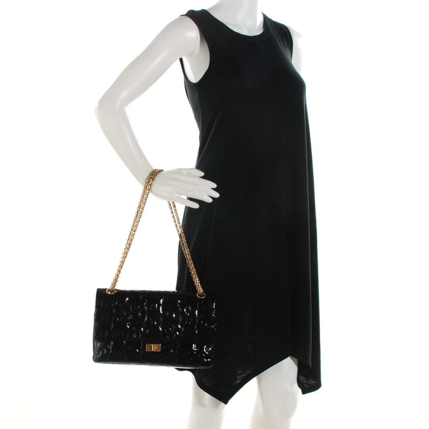 Chanel Crackled Patent Calfskin Puzzle 2.55 Reissue 226 Flap Black 2 of 8