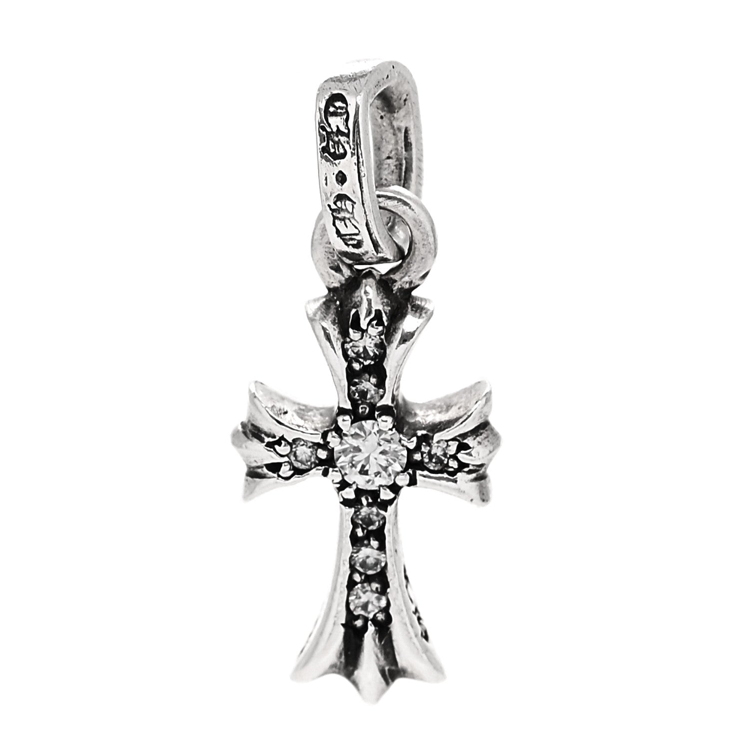 Chrome Hearts Sterling Silver Diamond Baby Fat Cross Pave Pendant 1 of 4