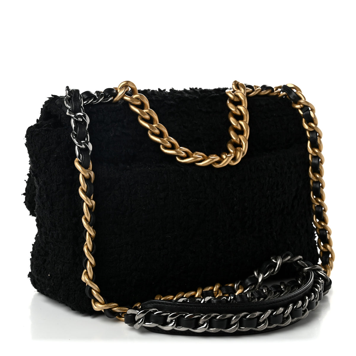 Chanel Tweed Quilted Medium Chanel 19 Flap Black 3 of 10