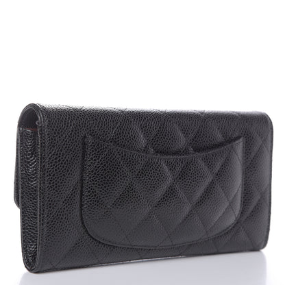 Chanel Caviar Quilted Large Gusset Flap Wallet Black 3 of 9