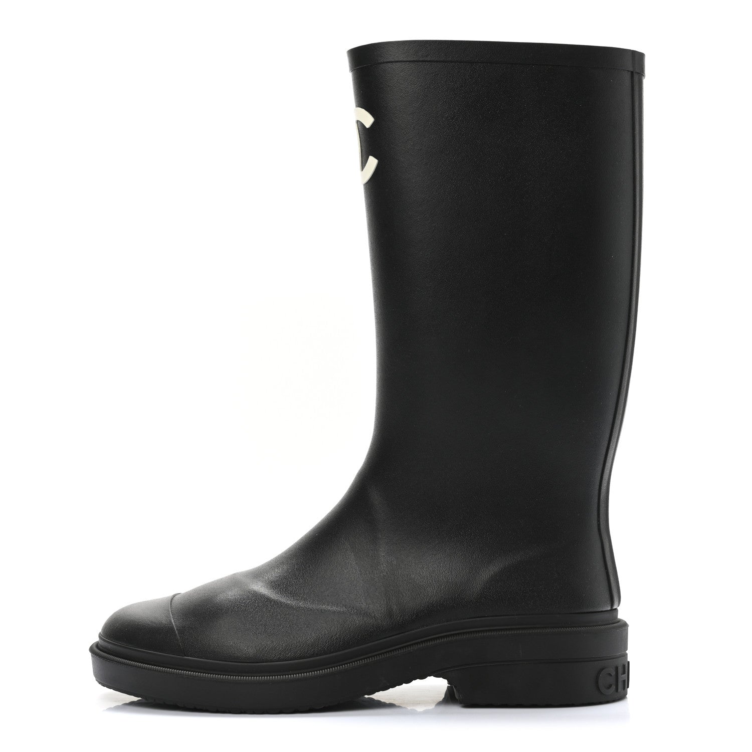 Chanel Caoutchouk CC High Boots 38 Black 1 of 8