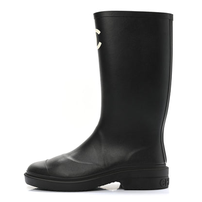 Chanel Caoutchouk CC High Boots 38 Black 1 of 8