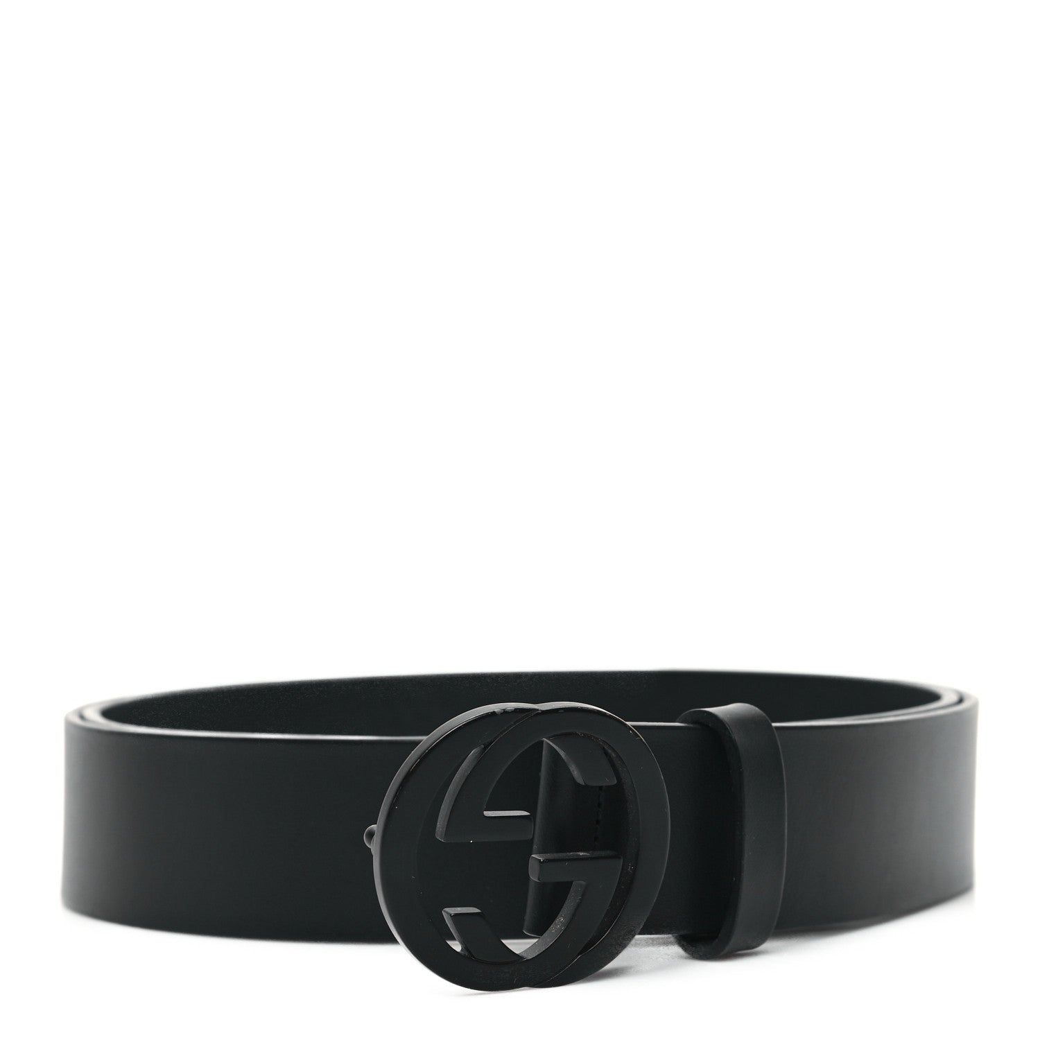 Gucci Selleria Calfskin Monochrome Interlocking G 37mm Belt 95 38 Black 1 of 4
