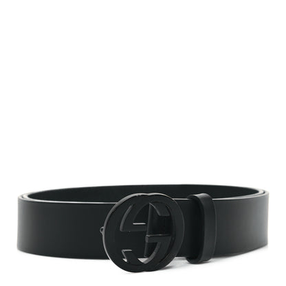 Gucci Selleria Calfskin Monochrome Interlocking G 37mm Belt 95 38 Black 1 of 4