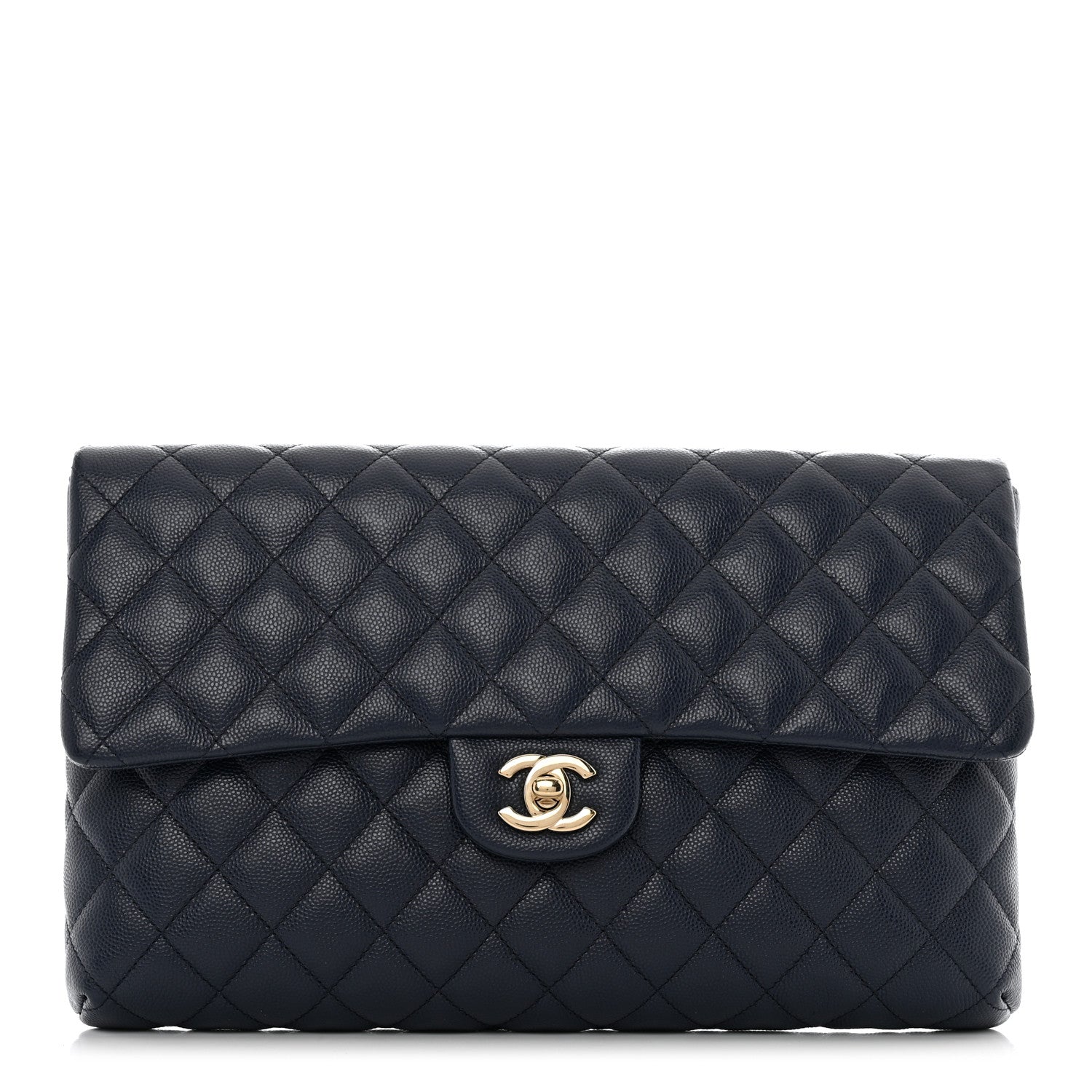 Chanel Caviar Quilted Flap Clutch Navy 1 of 8