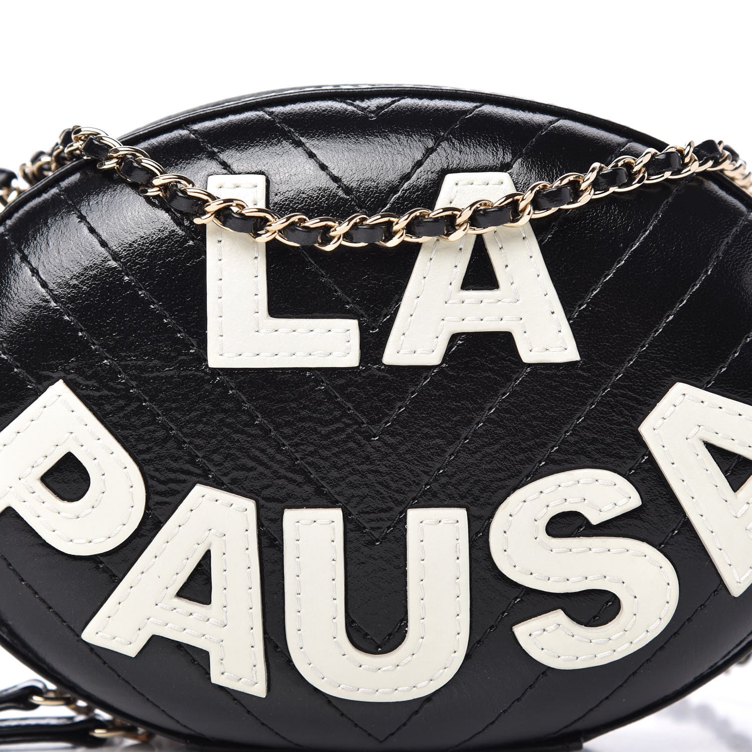 Chanel Lambskin Embroidered Chevron Quilted La Pausa Tassel Clutch Black 10 of 11