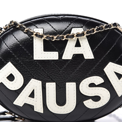 Chanel Lambskin Embroidered Chevron Quilted La Pausa Tassel Clutch Black 10 of 11