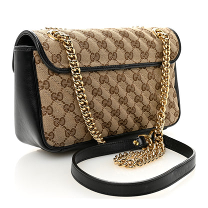 Gucci Monogram Matelasse Diagonal Small GG Marmont Shoulder Bag Beige Black 3 of 10