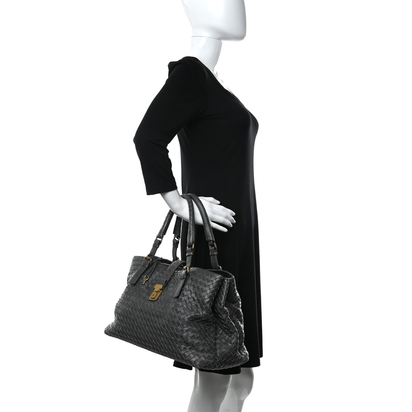 Nappa Intrecciato Medium Roma Tote Ferro Gray