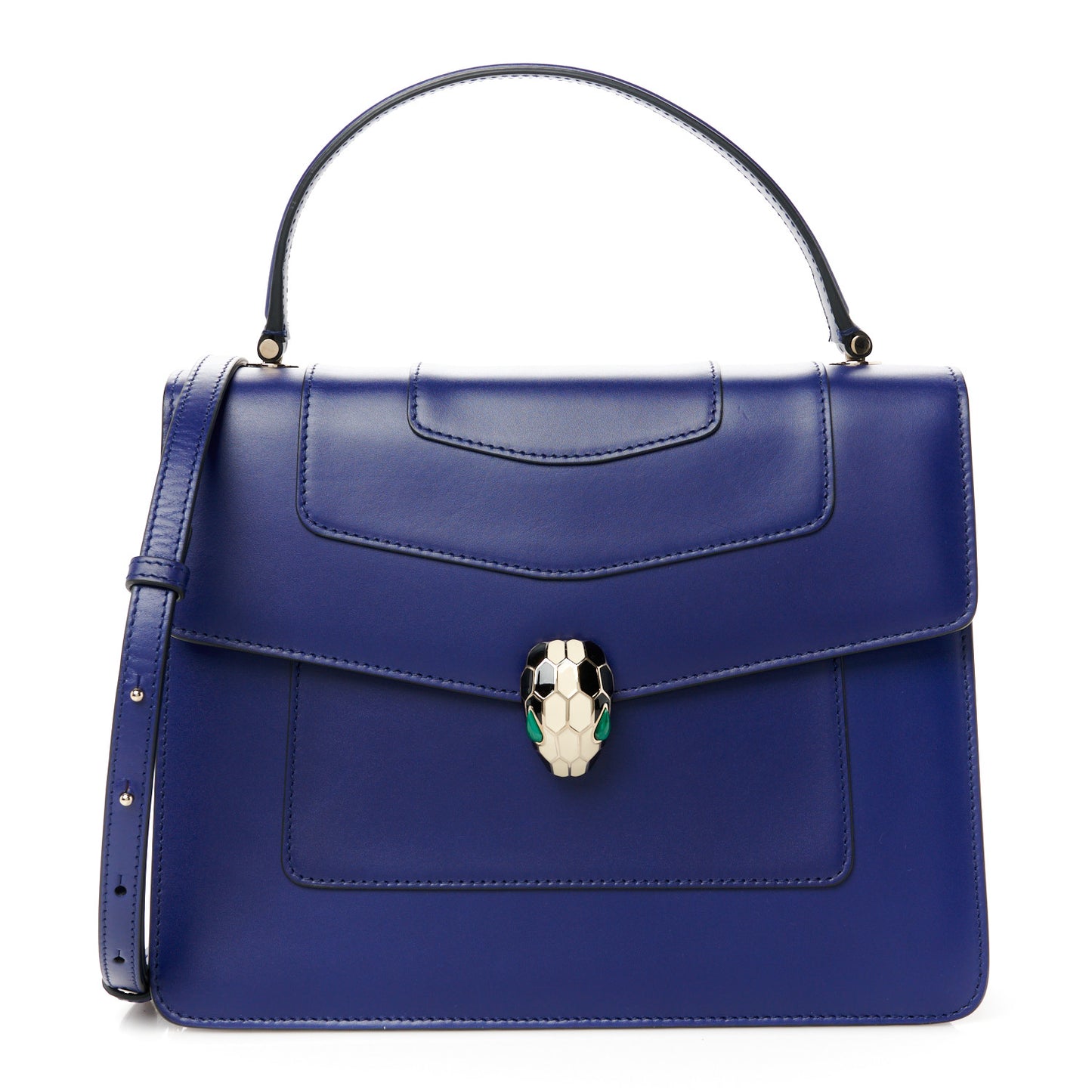 Calfskin Large Serpenti Forever Top Handle Blue