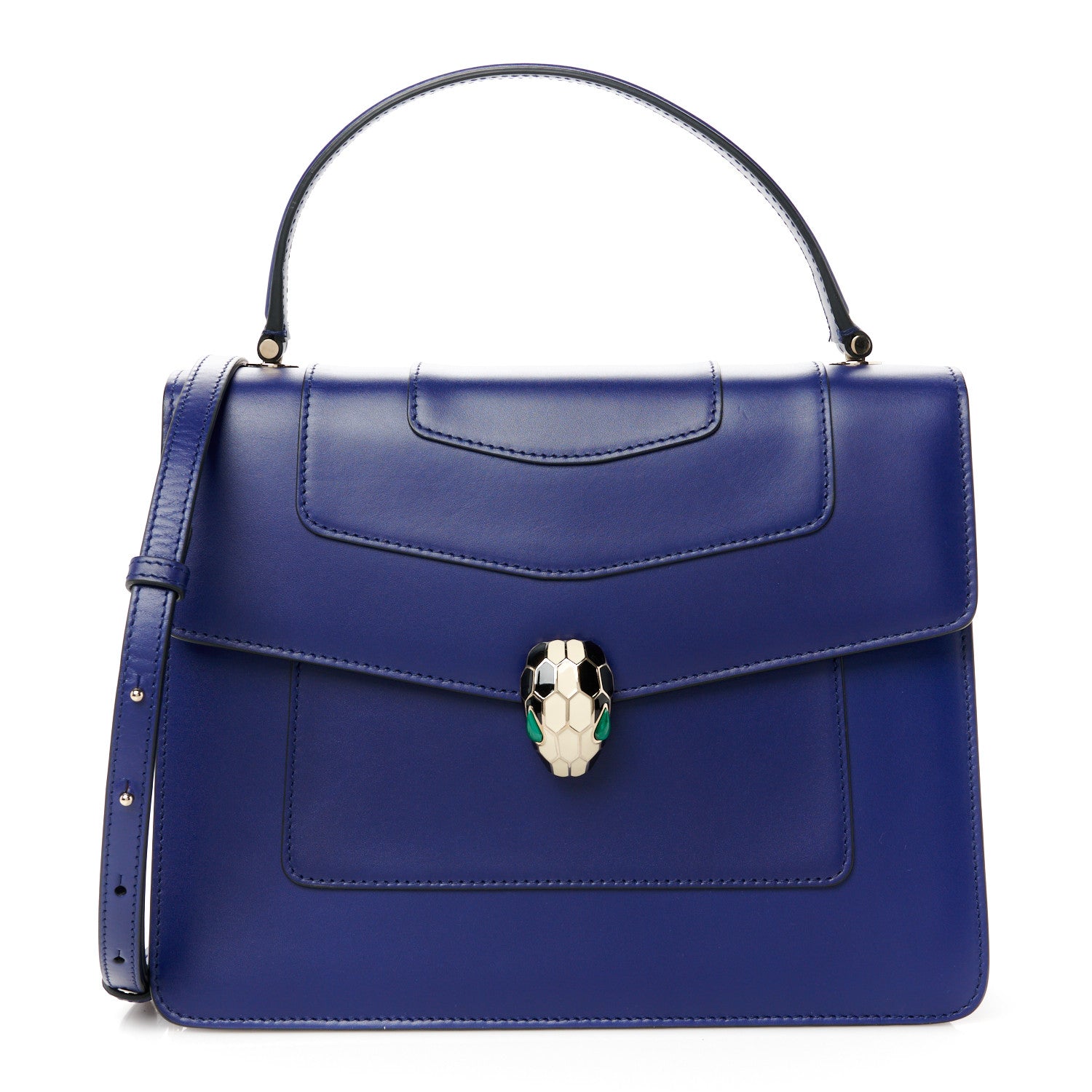 Bulgari Calfskin Large Serpenti Forever Top Handle Blue 1 of 13