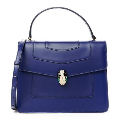 Bulgari Calfskin Large Serpenti Forever Top Handle Blue 1 of 13