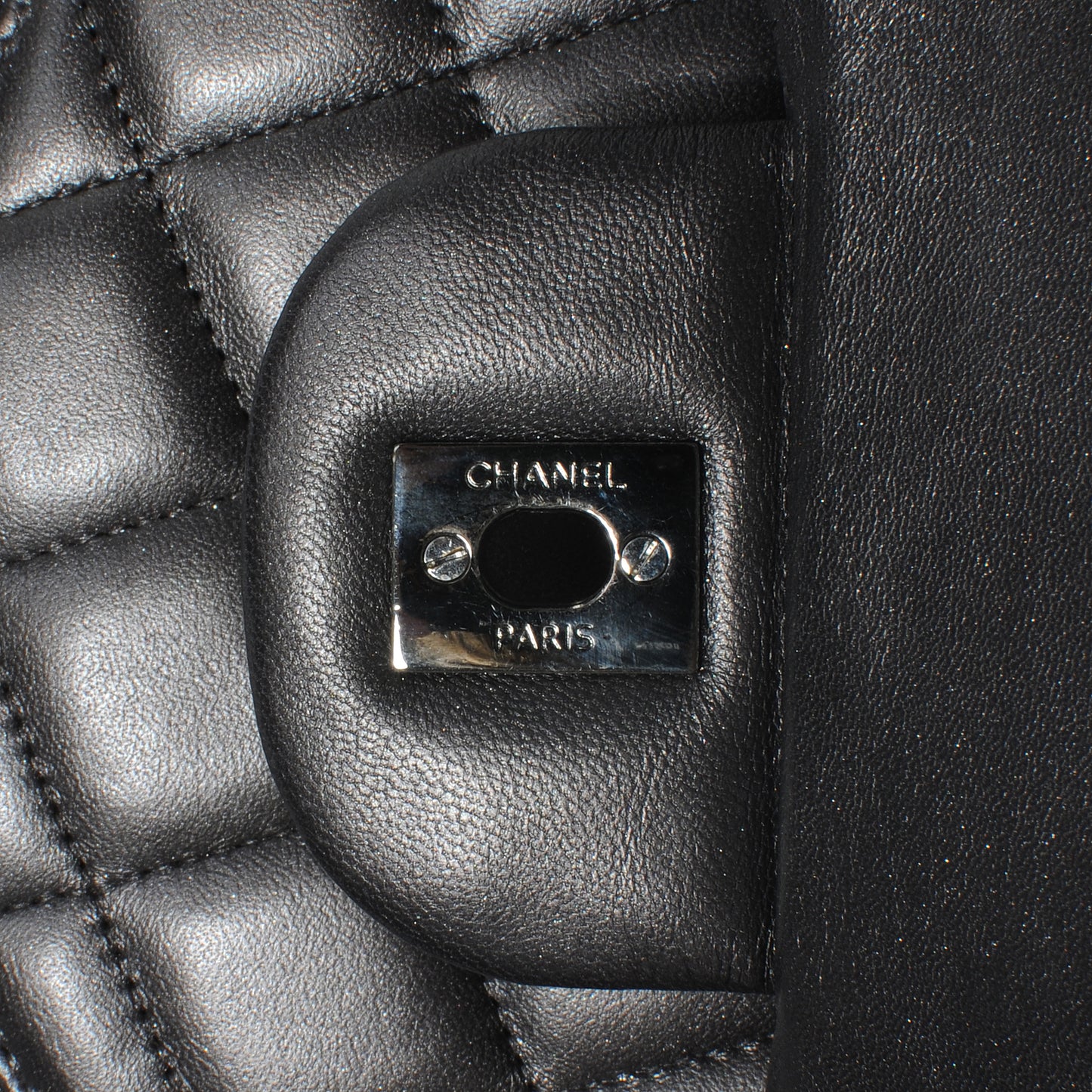 Lambskin Maxi Single Flap Dark Metallic Grey