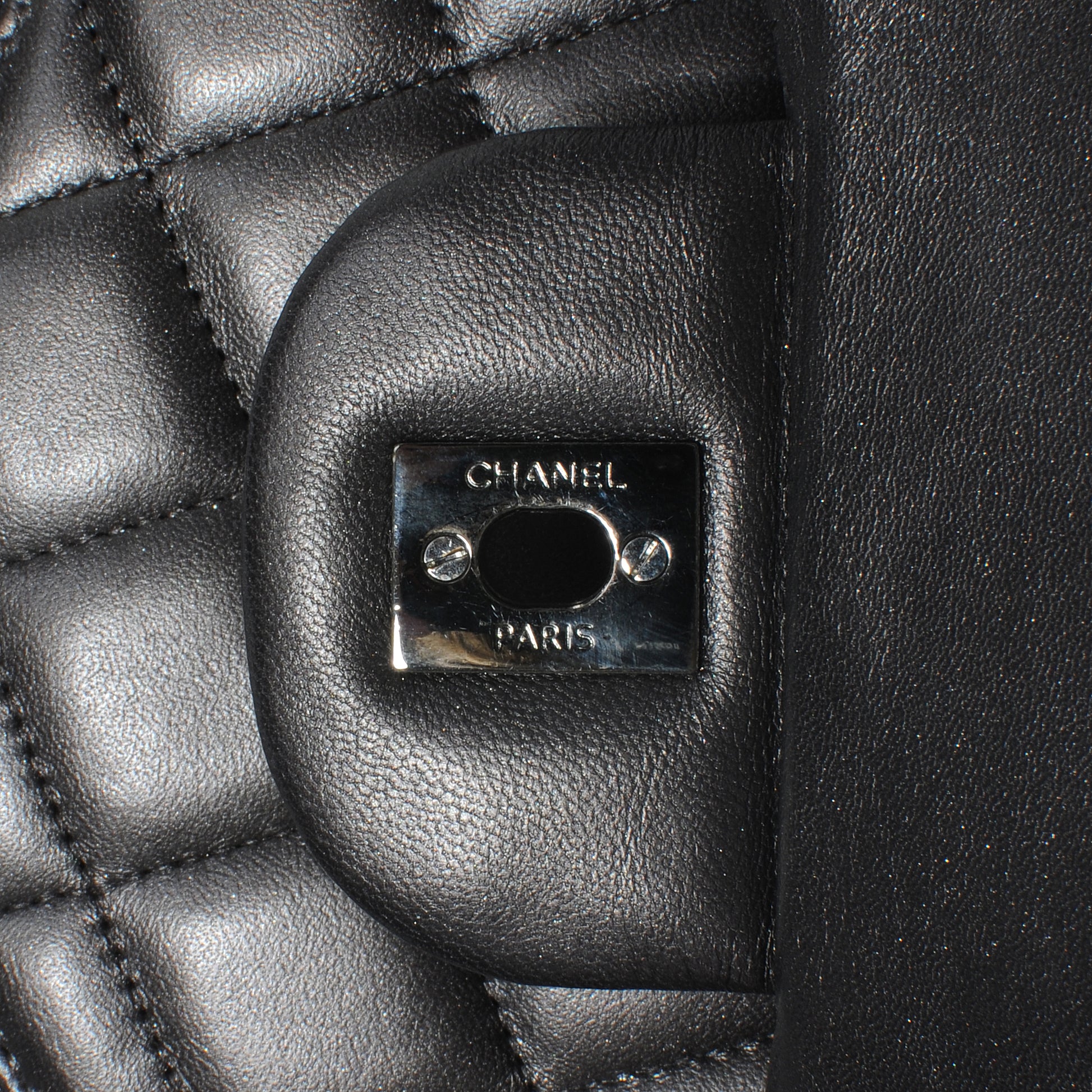 Chanel Lambskin Maxi Single Flap Dark Metallic Grey 6 of 10
