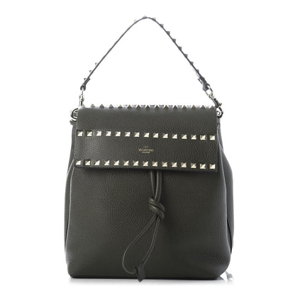 Valentino Garavani Grained Calfskin Rockstud Backpack Dark Green 1 of 7