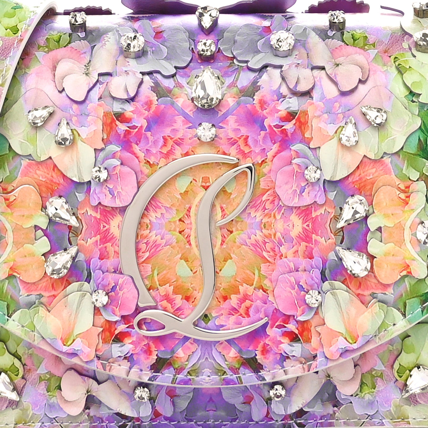 Calfskin Crystal Blooming Loubi54 Crossbody Multicolor