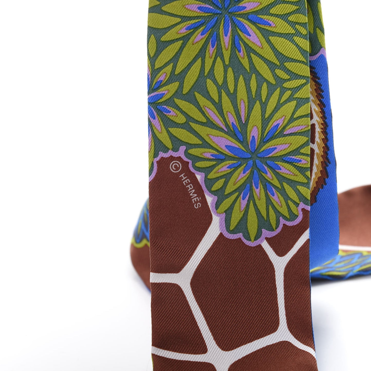Silk The Three Graces Twilly Bleu Vert Marron