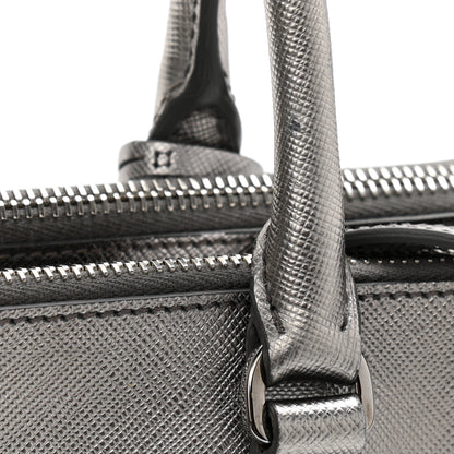 Prada Metallic Saffiano Small Galleria Double Zip Tote Cromo 12 of 12