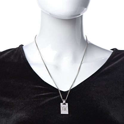 Gucci Sterling Silver GucciGhost Hamlet Skull Dog Tag Pendant Necklace 2 of 5