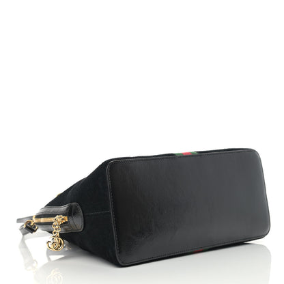 Gucci Suede Patent GG Web Medium Ophidia Top Handle Dome Bag Black 4 of 13