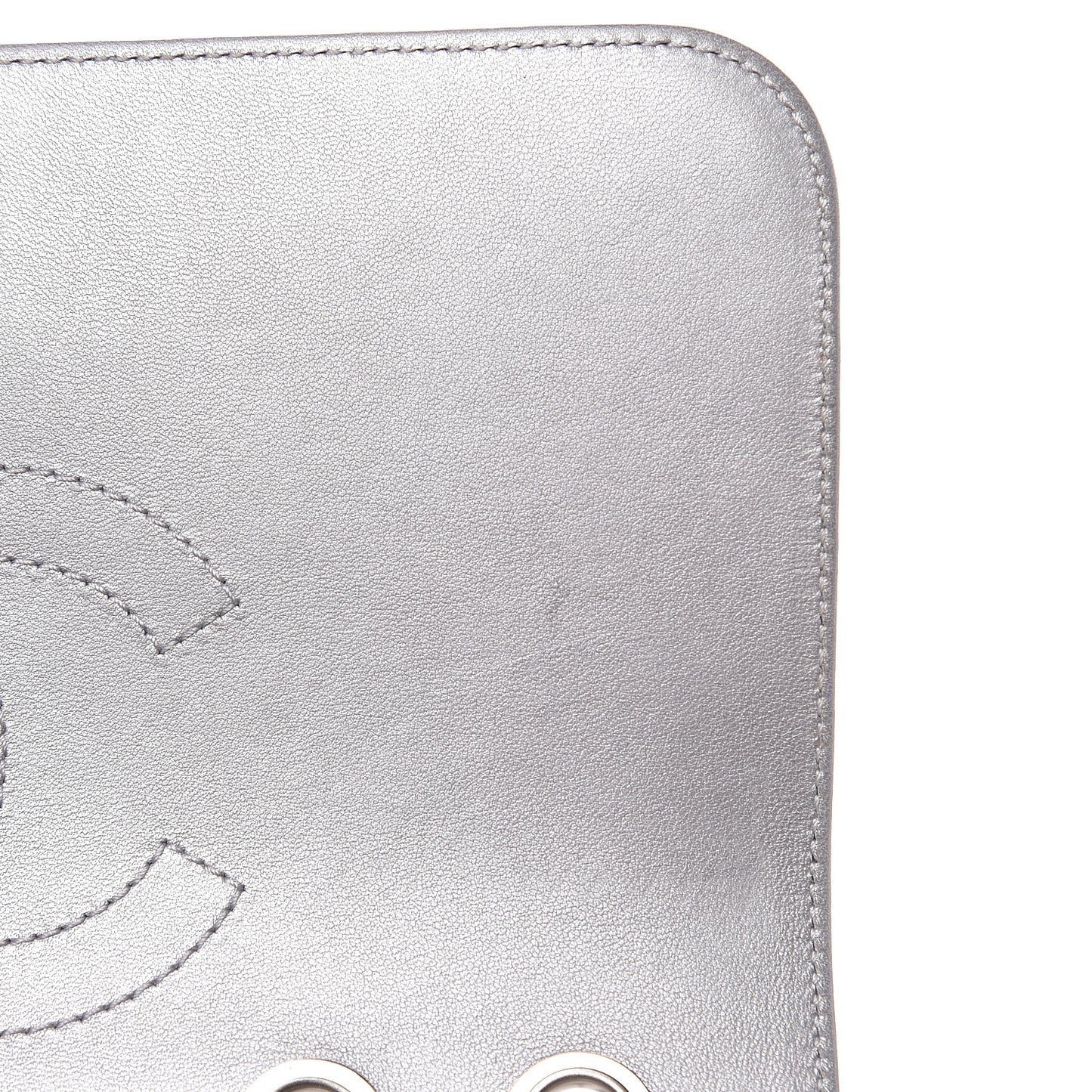 Metallic Caviar Quilted Small CC Filigree Flap Silver