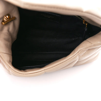 Saint Laurent Lambskin Quilted Toy Loulou Puffer Monogram Chain Satchel Dark Beige 5 of 13