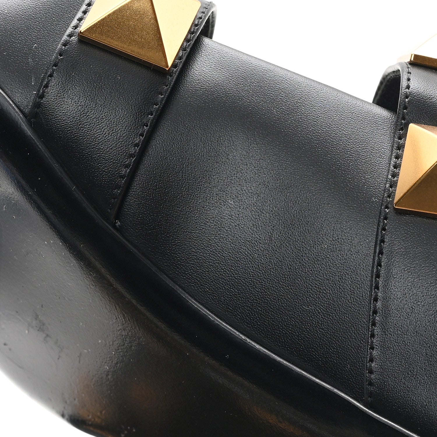 Valentino Garavani Calfskin Roman Stud Ankle Strap Flat Mules 41.5 Black 10 of 10