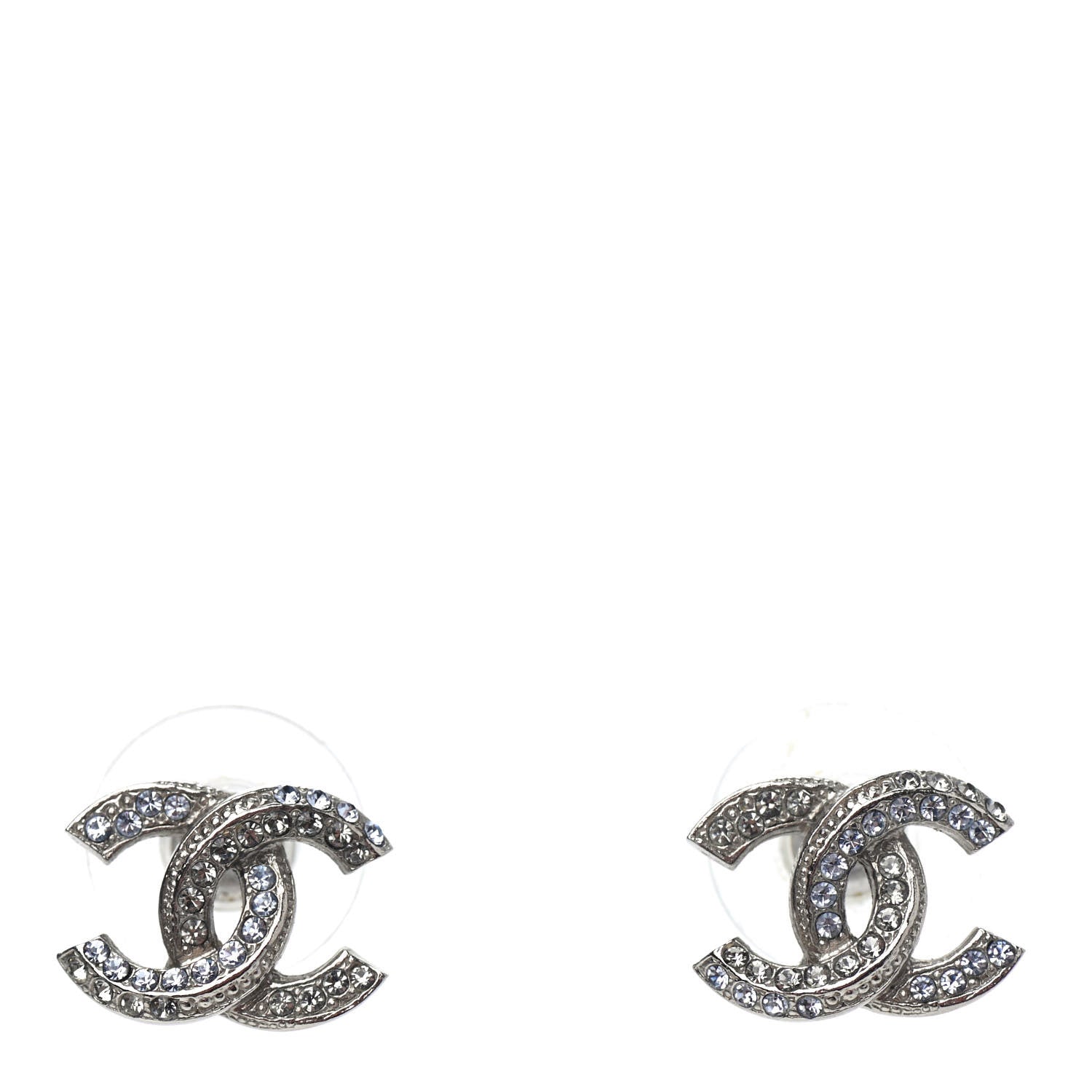 Chanel Crystal CC Earrings Silver 1 of 4