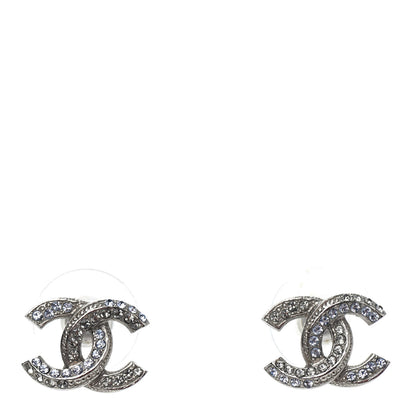 Chanel Crystal CC Earrings Silver 1 of 4