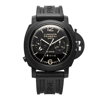 Panerai Black Ceramic Rubber 44mm Chrono Monopulsante 8 Days GMT Manual Winding Watch Black PAM00317 1 of 5