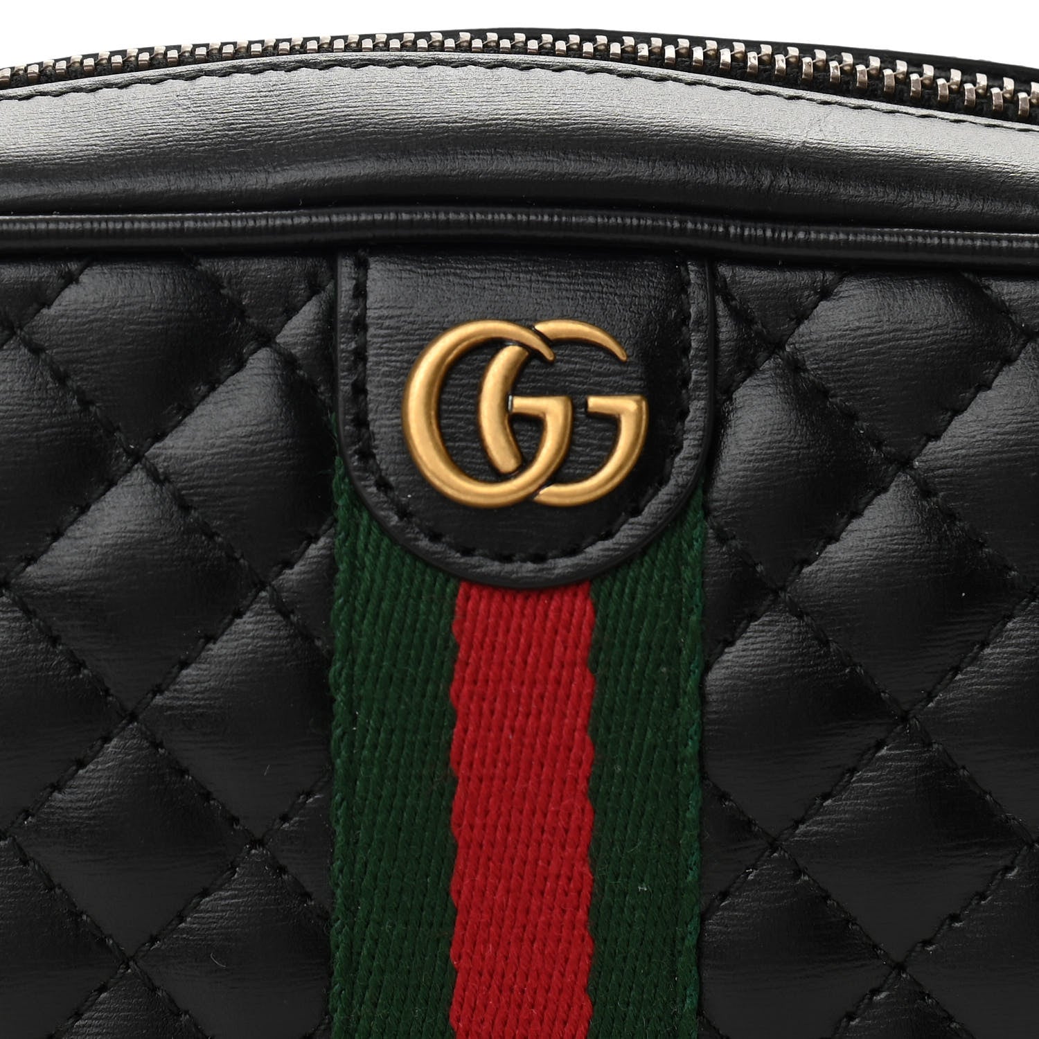 Gucci Calfskin Trapuntata Web Mini GG Shoulder Bag Black 8 of 10