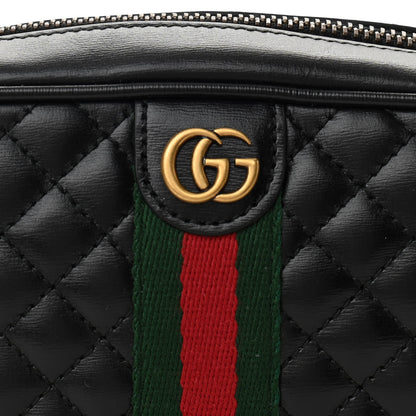 Gucci Calfskin Trapuntata Web Mini GG Shoulder Bag Black 8 of 10