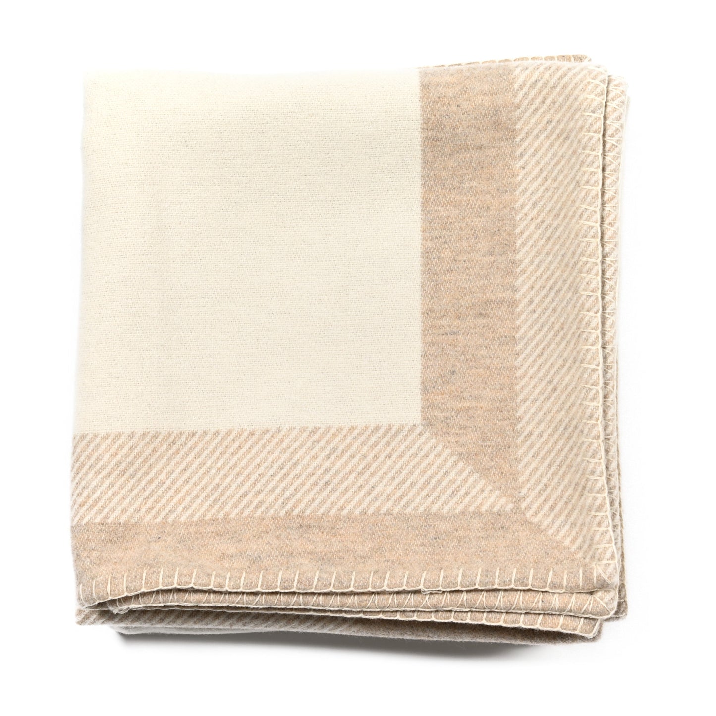 Wool Cashmere CC Throw Blanket Beige
