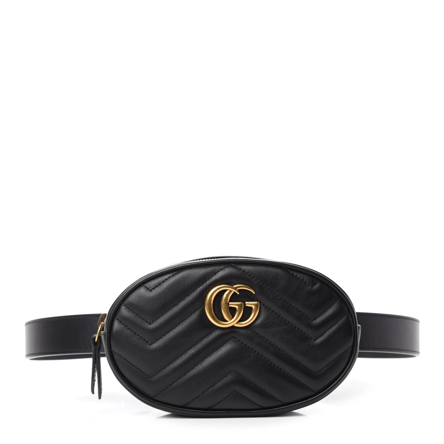 Gucci Calfskin Matelasse GG Marmont Belt Bag 95 38 Black 1 of 11