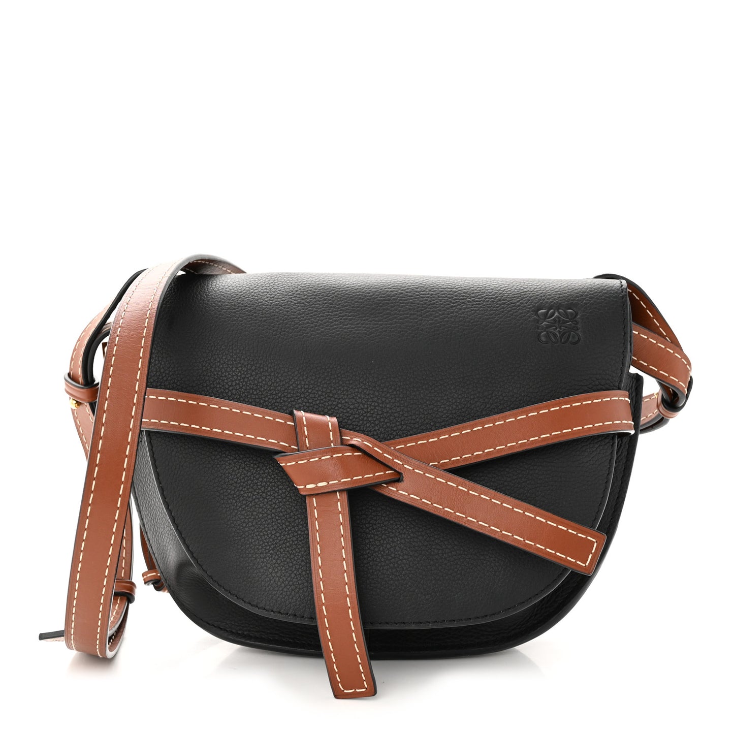 Calfskin Small Gate Crossbody Bag Black Pecan