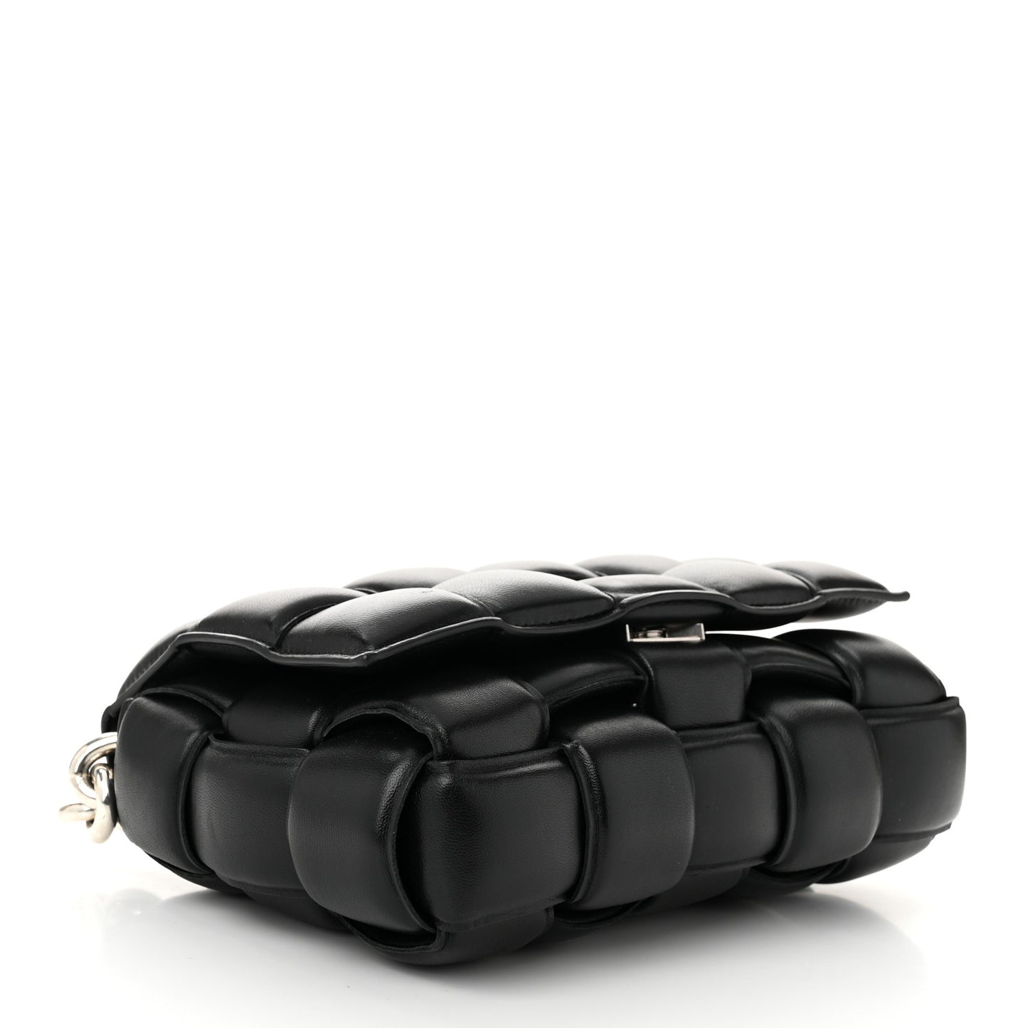 Lambskin Maxi Intreccio Padded Chain Cassette Crossbody Bag Black