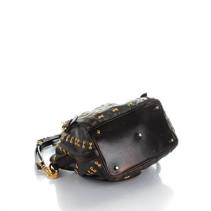 Burberry Calfskin Metal Stitch Lowry Chocolate 4 of 8