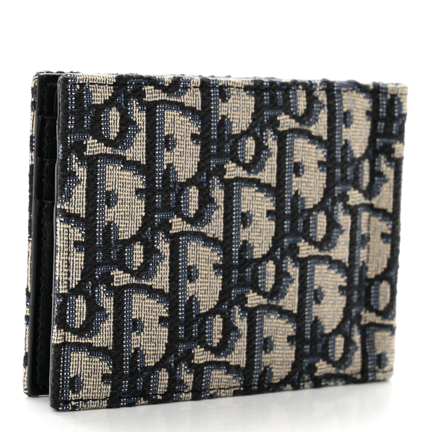 Oblique Bill Clip Wallet Beige Black