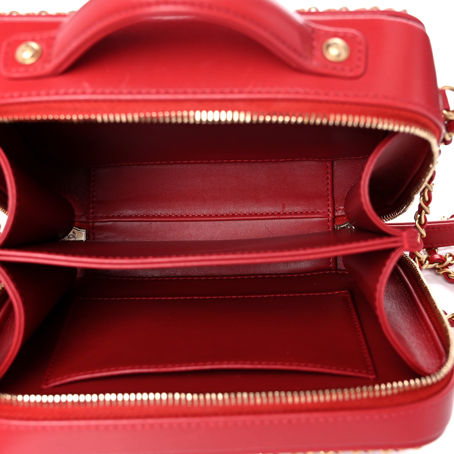 Chanel Goatskin Quilted Small CC Filigree Vanity Case Red 4 of 17