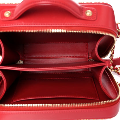 Chanel Goatskin Quilted Small CC Filigree Vanity Case Red 4 of 17