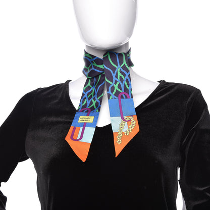 Hermes Silk Ballet Aquatique Twilly Orange Marine Vert 2 of 5
