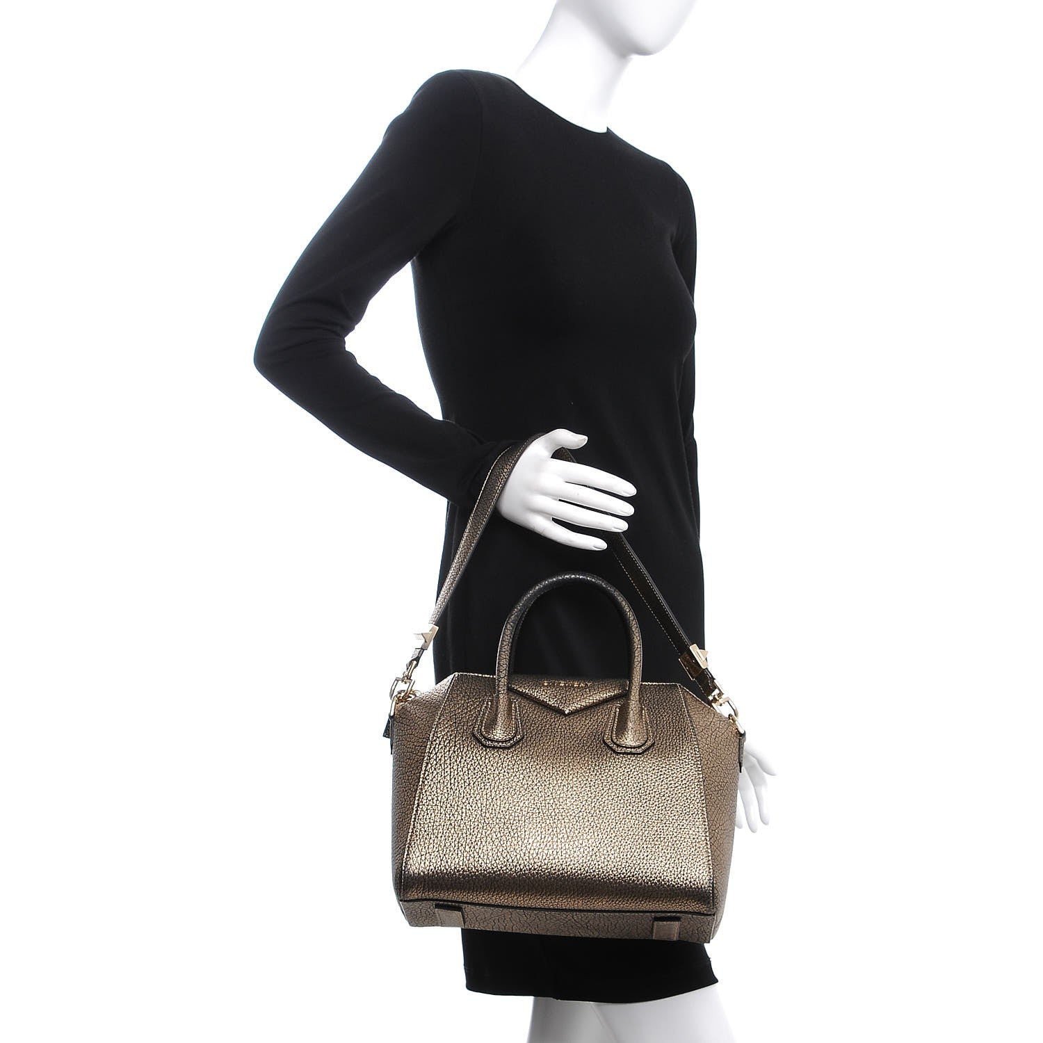 Givenchy Crackled Metallic Sugar Goatskin Small Antigona Light Gold 3 of 8