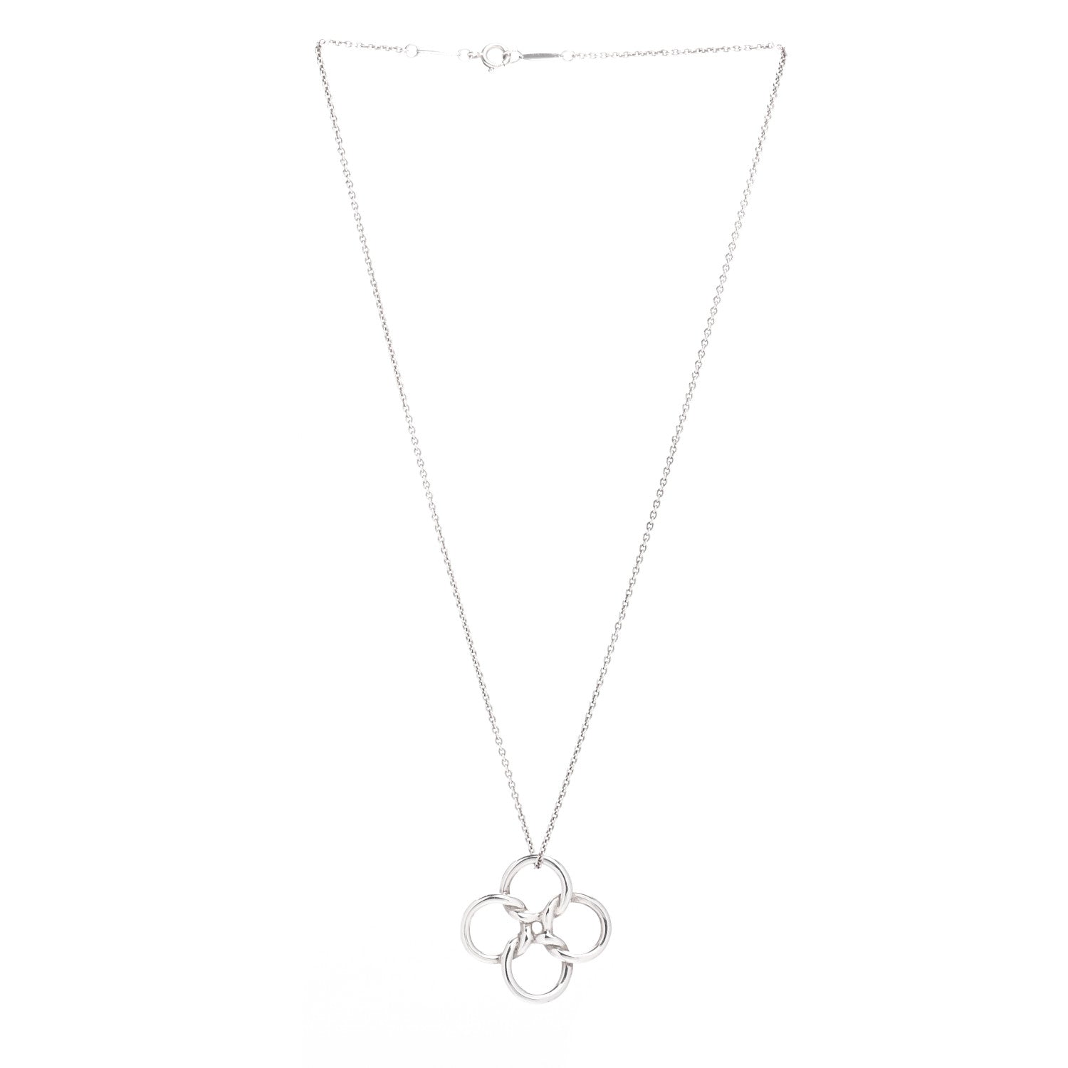 Tiffany Sterling Silver Elsa Peretti Quadrifoglio Pendant Necklace 3 of 4