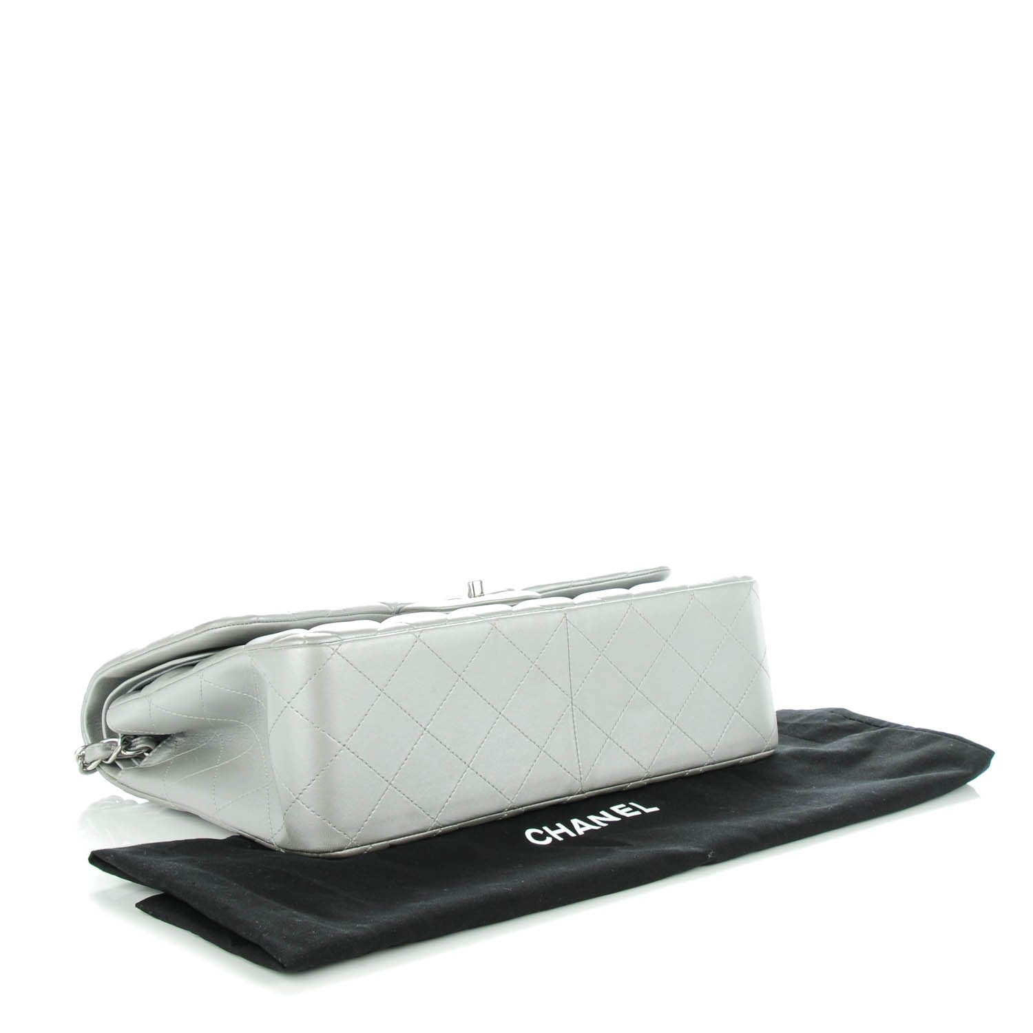 Chanel Metallic Lambskin Quilted Jumbo Double Flap Silver 4 of 8