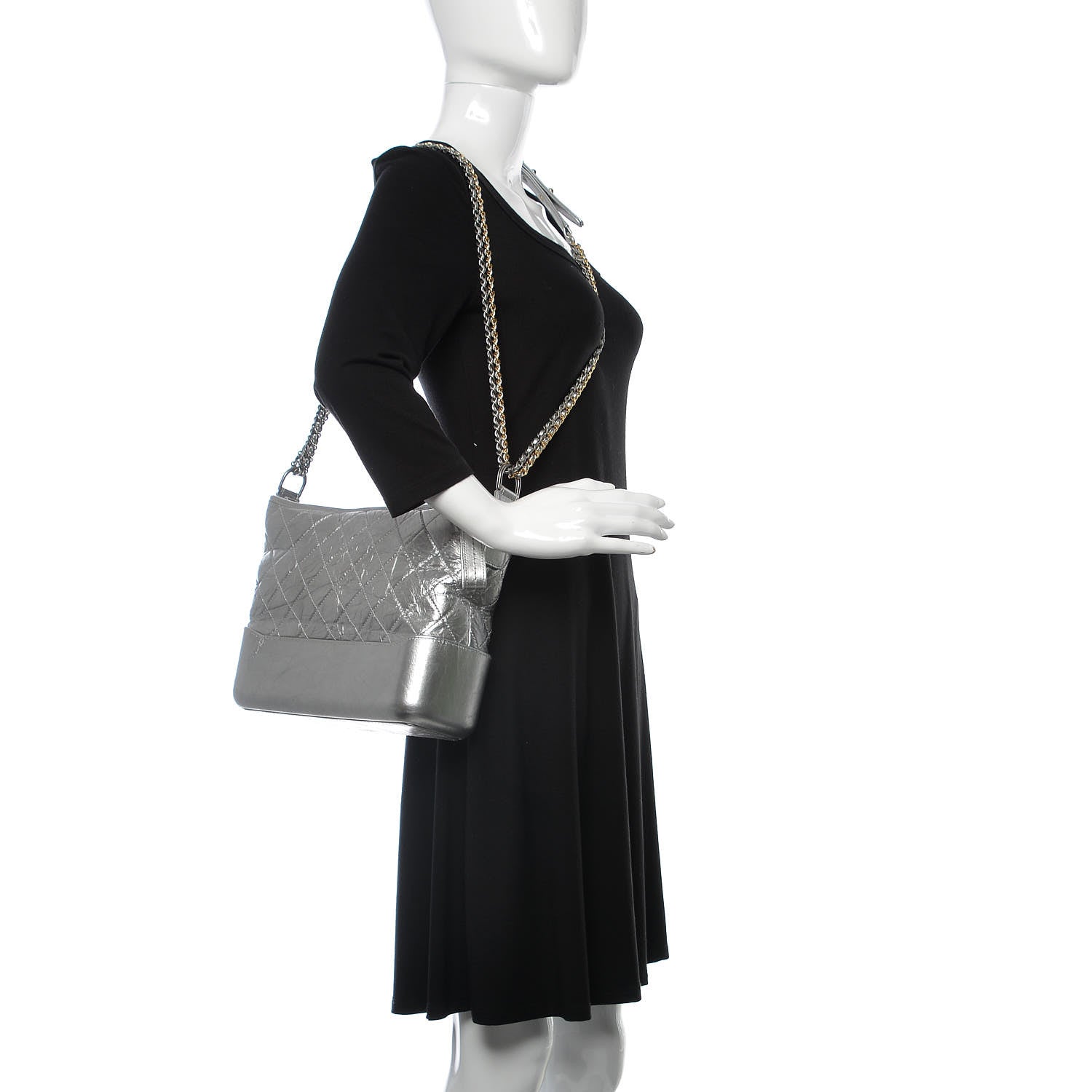 Chanel Metallic Lambskin Calfskin Quilted Medium Gabrielle Hobo Silver 2 of 11