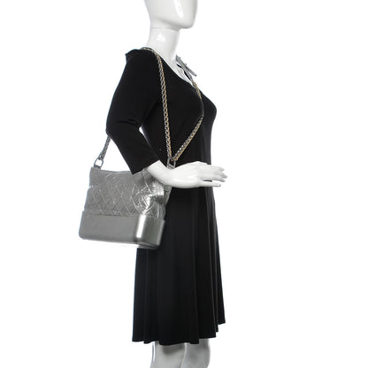 Chanel Metallic Lambskin Calfskin Quilted Medium Gabrielle Hobo Silver 2 of 11