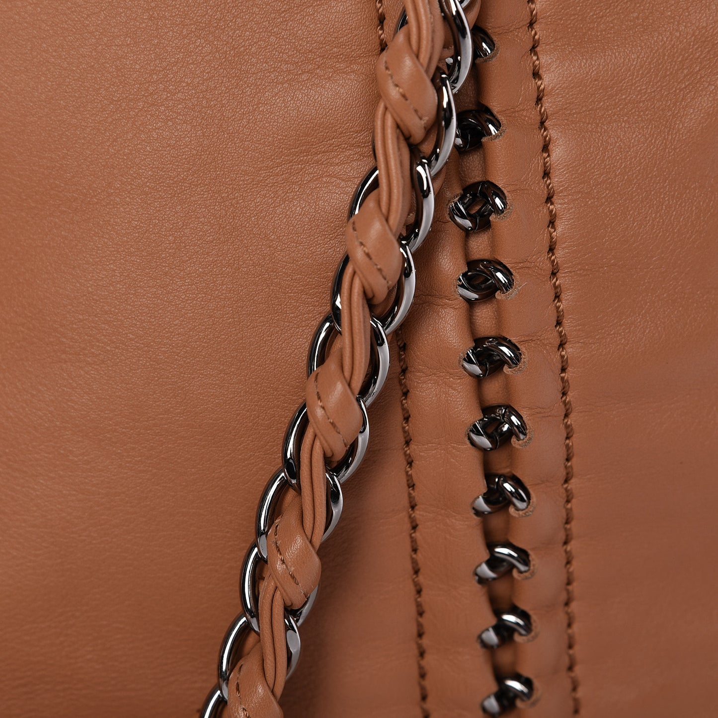 Smooth Calfskin Luxe Ligne Tote Dark Beige