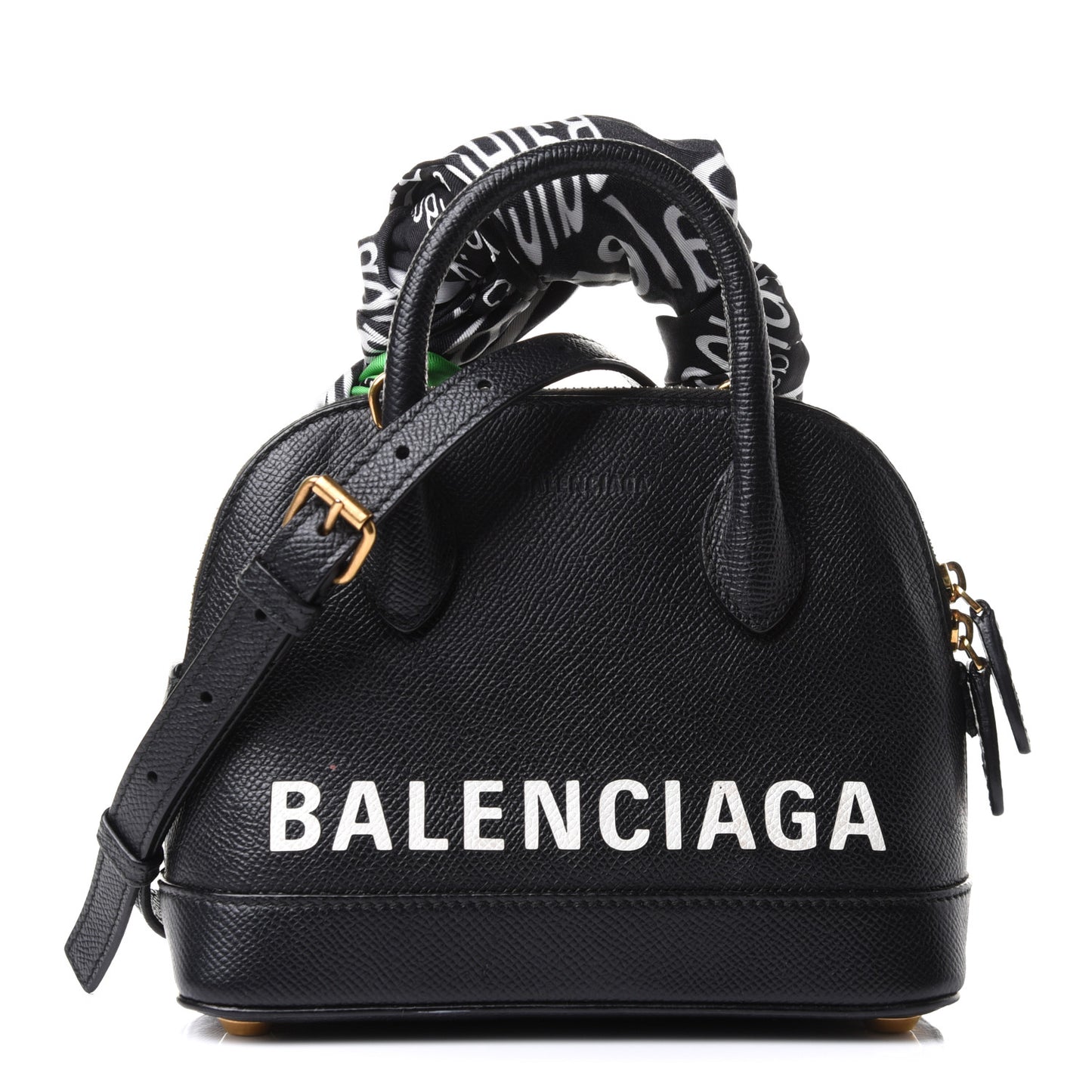 Grained Calfskin XXS Ville Top Handle Bag Scarf Black