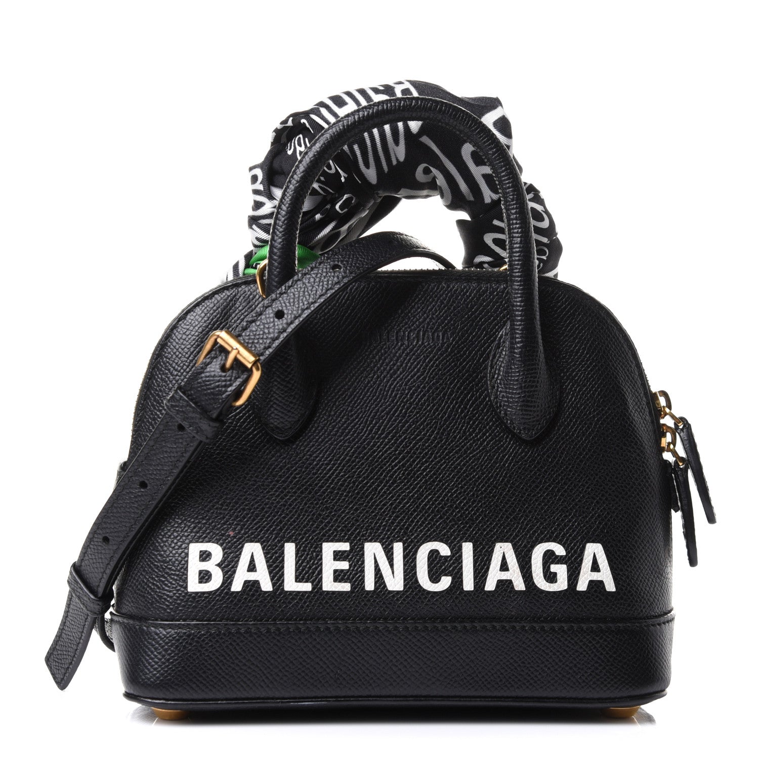 Balenciaga Grained Calfskin XXS Ville Top Handle Bag Scarf Black 1 of 13